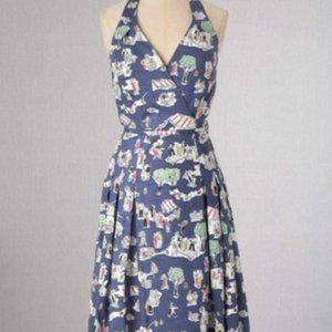 Boden Fifties Halter Neck Sundress Petite 6 Parisian-themed Print